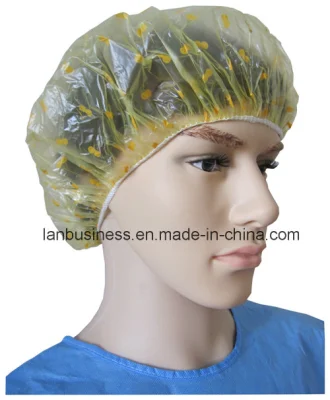 Disposable PE Shower Cap with Cherry Design