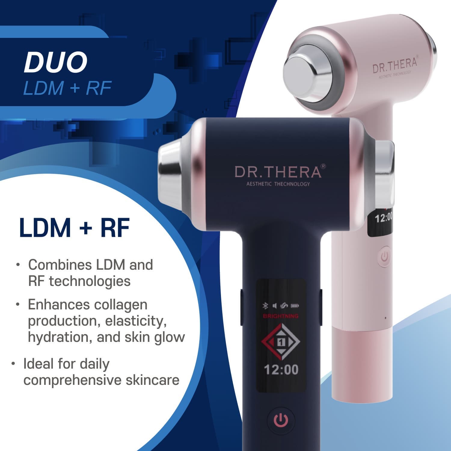 Dr. Thera-Duo Stainless Steel ABS Handheld RF Ultrasonic Beauty Device Tightening Daily Skincare