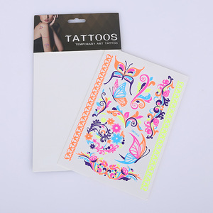 Floral Luminous Tattoo Sticker Feet Or Other Parts Of Body Temporary Tattoo,Non-Toxic Paper Temporary Tattoo Sticker