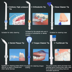 H2ofloss 2021 new arrival denal jet with 7 types nozzles choices cordless teeth irrigator 300ml water flosser