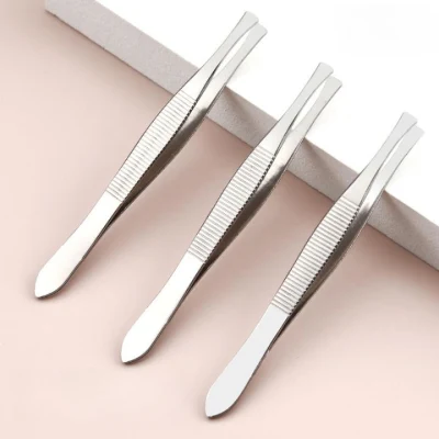 Horizontal Grain Tweezers Eyebrow Trimming Clip Positive Mouth Stainless Steel Eyebrow Pliers