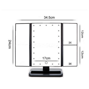 Lighted Magnification Touch Screen 180 Rotating Trifold Led Vanity Makeup Mirror