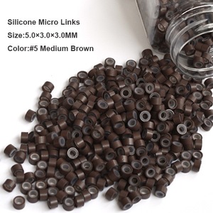 Silicone Hair Extension Beads 5.0*3.0*3.0MM 1000Pcs/Bottle #1 Black Microrings Micro Beads Hair Extension Tool