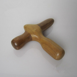 T shape acupoint wooden Shoulder massager wholesaler bamboo wood body massage Gun