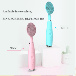 Topacme Handheld Sonic Facial Cleansing Brush IPX7 Waterproof Silicone Facial Brush