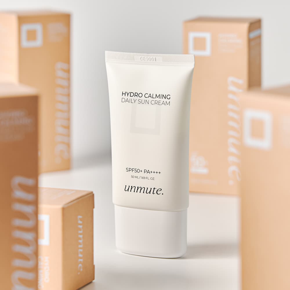 unmute hydro calming daily sun cream 50ml, SPF50+ PA++++, reef safe, sunscreen, sensitive skin