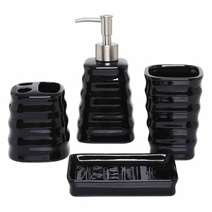 Wholesale Black Ceramic toothbrush holder bathroom set