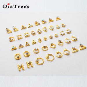 Wholesale Cheap Gold Round Nail Design Metal Nail Jewelry Nail Art