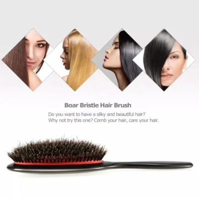 Yaeshii Factory OEM Logo ABC Handle Oval Nylon Boar Bristle and Detangling Hair Brush